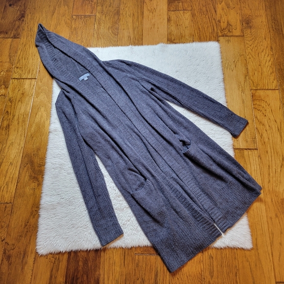 Barefoot Dreams Sweaters - Barefoot Dreams Cozy Chic Lite Hooded Cardigan Women's Medium Gray Blue Purple